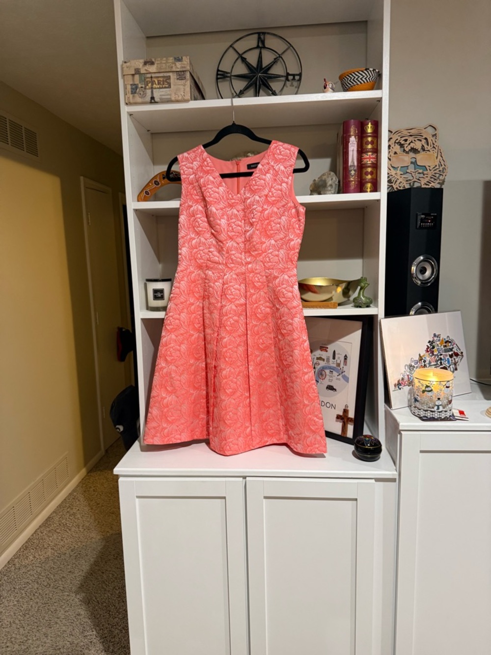 Ellen Tracy Coral Textured Fit-and-Flare Dress